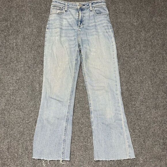 BDG Women's High Rise Flare Jeans Blue Size 25 Light Wash Raw Hem - Picture 1 of 10